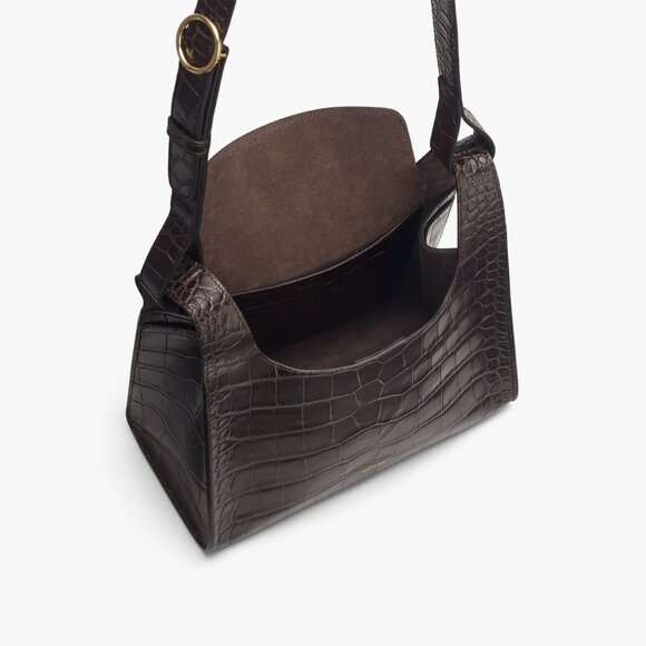 Cuyana Double Loop Bag (Croco) in Mocha - Picture 4 of 4